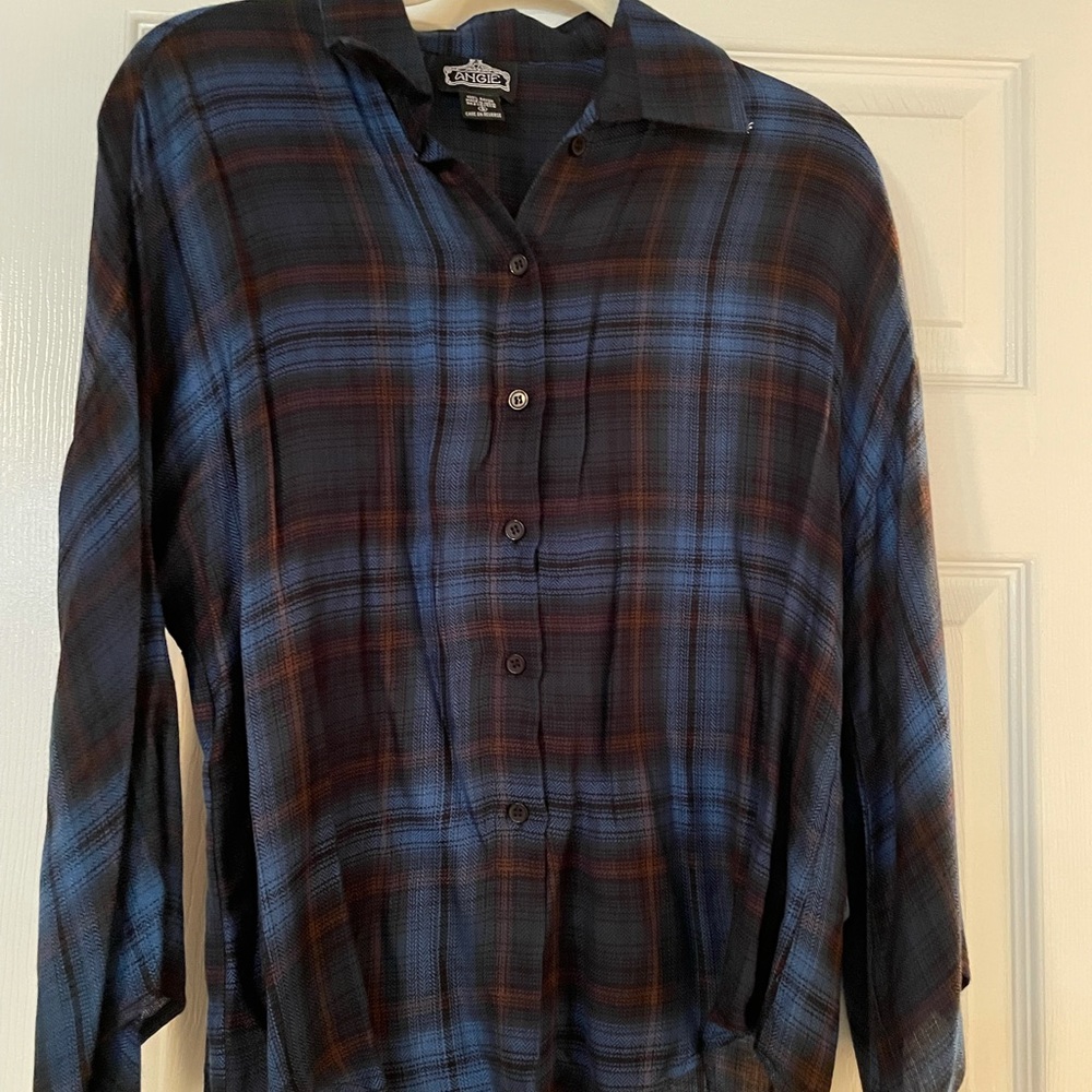 Plaid long sleeve top.